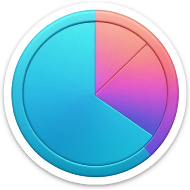 
One  Rotate 55 degree  coin color in in gradient of turquoise, blue, pink, purple, and coral sticker