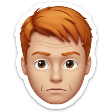 The 🤨 raised eyebrow emoji but with short ginger hair (a man) sticker