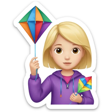 little girl kid holding kite sticker