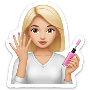 Woman doing acrylic nails sticker