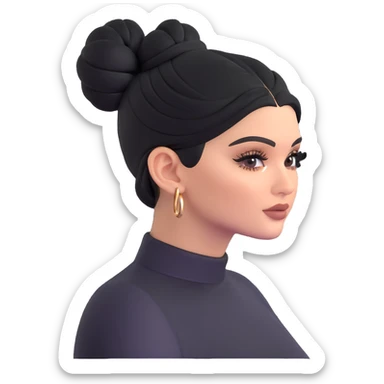 Kylie Jenner with a low bun sticker