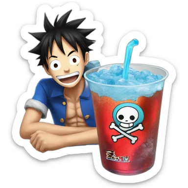 luffy whit blue soda  sticker