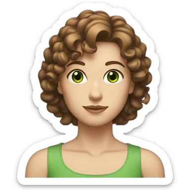 brown-haired, fair-skinned, with green eyes, shoulder length and slightly curly hair sticker