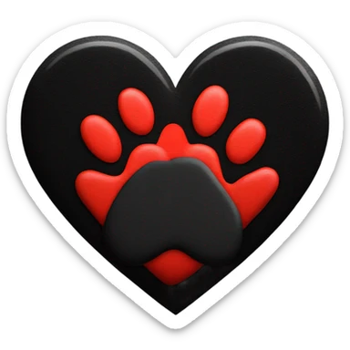 black paw in red heart sticker