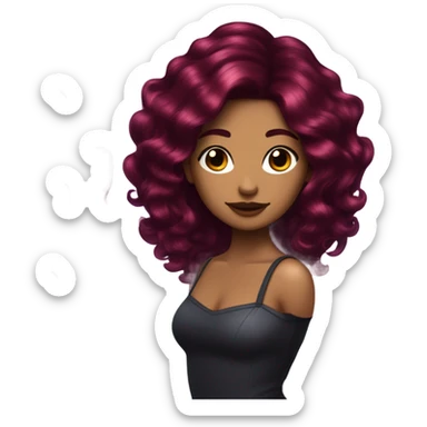 Cherry burgundy hair  sticker