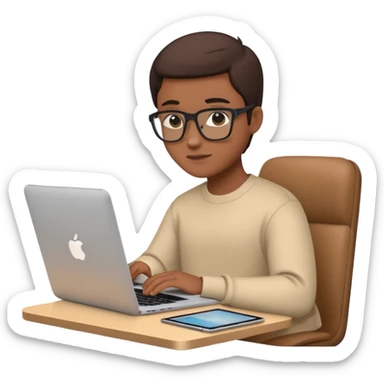 PERSONA ESTUDIANDO CON UN MACBOOK Y UN IPAD sticker