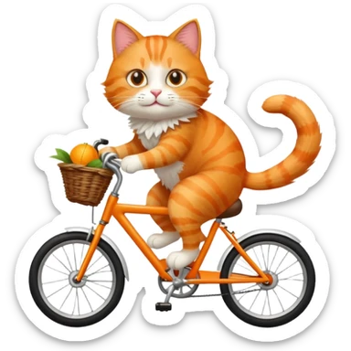 orange cat ride a bike sticker