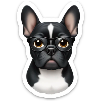 black frenchie with glasses sticker