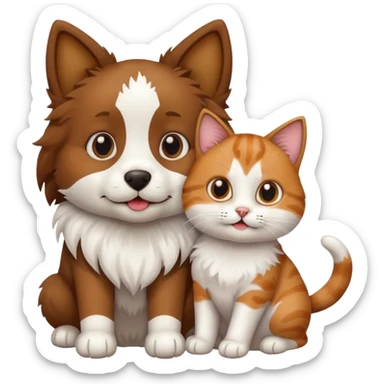 dog and cat together  sticker