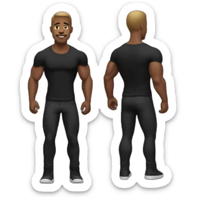 man with muscles wearing black tshirt and pants sticker