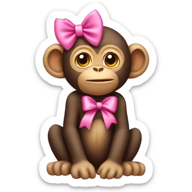 monkey with a pink bow sticker