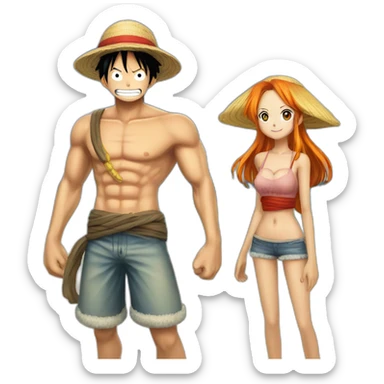 Luffy et nami sticker