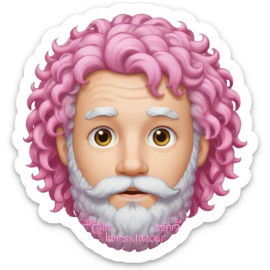 very white bearded pink curly haired  sticker