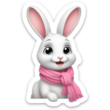 cute rabbit with a pinky scarf sticker