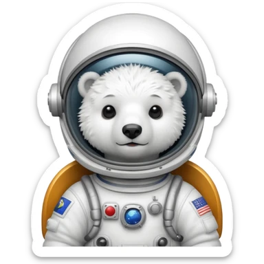 baby polar bear in astronaut helmet sticker