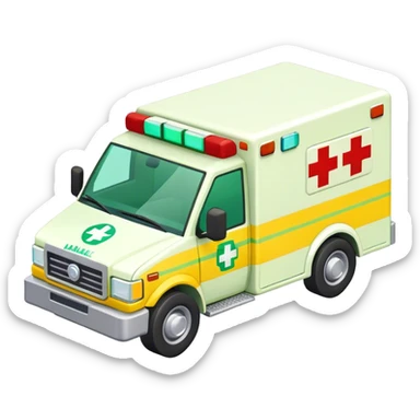 isometric yellow and green ambulance  sticker