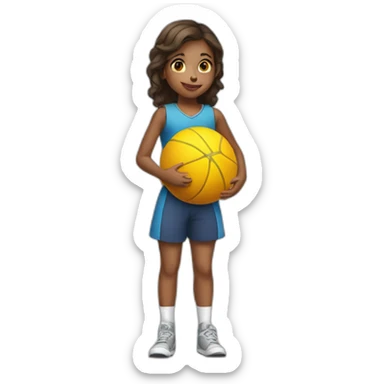 a young girl with a ball in full growth sticker
