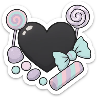 pastel goth heart with pastel candy , remove background sticker