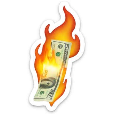 Money on fire sticker