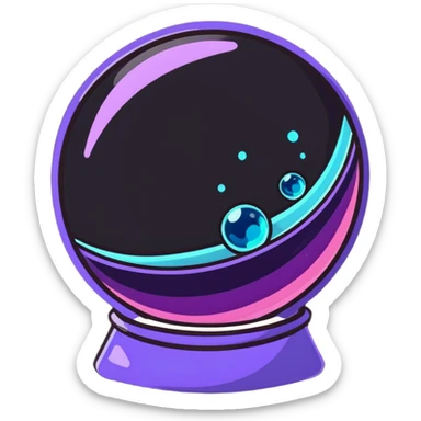 crystal magic ball with potion effect, fortune telling crystal sphere with swirling magical liquid inside, sparkles and mystical glow sticker