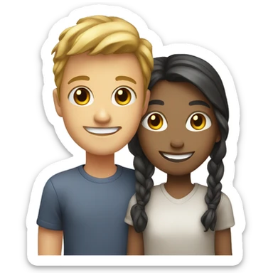 smiling girl and boy selfie sticker