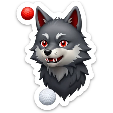 Wolf Black fur, red eyes howling at golf ball
 sticker