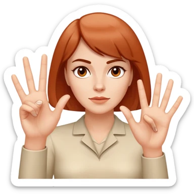 a white woman with a short light brown bob holding her fingers in a vulcan salute. her face is reddish from embarrassment sticker