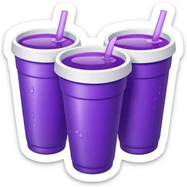 stacked together styro cups with purple juice inside visible from the top only sticker