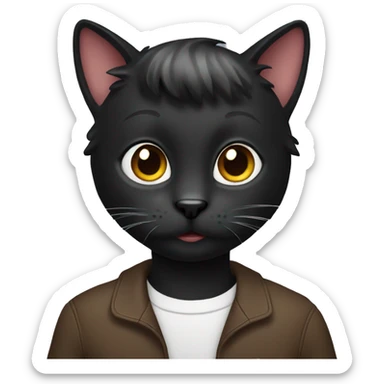 Scootish sort hair black cat sticker