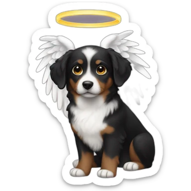 Black-small-dog-angel-halo sticker