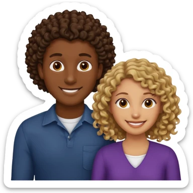 Throuple, one brunette man, one dark blonde curly woman, one dark brown woman sticker