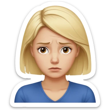 Cewe blonde yang lagi overthingking keliatan tangannya di kepala pusing sticker