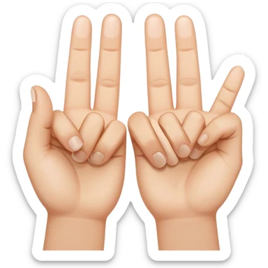 two hands with index fingertips up and thumbs touching to form the letter M upside down, rest of fingers closed sticker