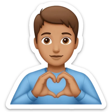 Kissing with heart hands and a K sticker