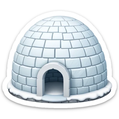 igloo with snow covered half of the top sticker