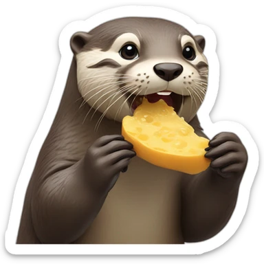 Otter eating sticker
