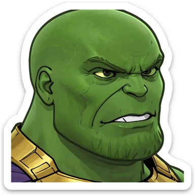 Thanos from squid game riding a purple jaguar  sticker