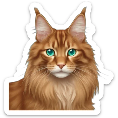 Red maine coon cat with light turquoise eyes sticker