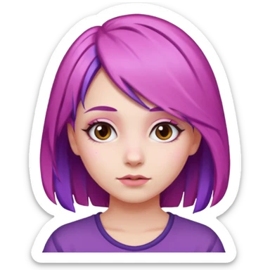 pink and purple hair girl sticker
