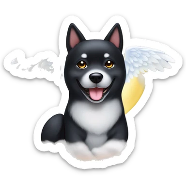 Black Shiba Inu angel | face | fantasy | halo | innocent | smiling face with halo sticker