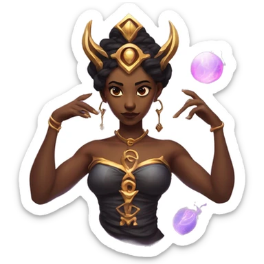 "Technomancy is the use of magic or mystical powers to control and manipulate technology” + "It's kind of like cyberpunk magic or how in some games, characters hack into systems using magic." 🖥️⚡🧙‍♂️ Make a ancient vampire technomancy goddess sticker