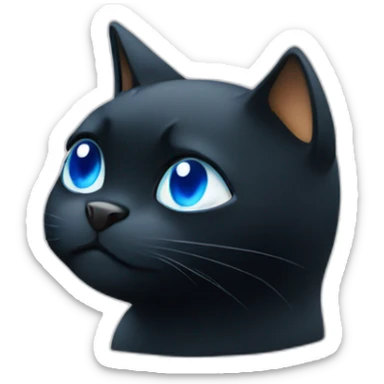 a black cat with blue eyes works on the stock market sticker
