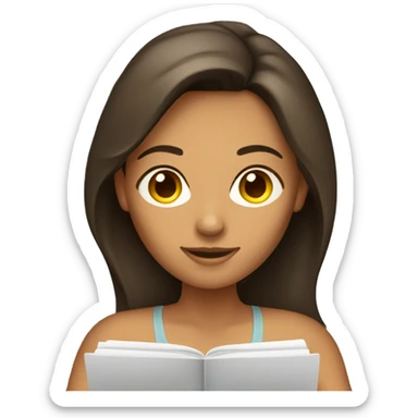 brunette tan woman writing sticker