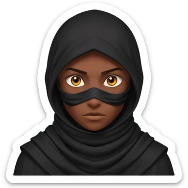 desert assassin portrait, head and shoulders only, dark hood, face scarf, mysterious glowing eyes, stealth vibe, 3D cartoon, mobile game icon style, clean background, no text, no watermark
 sticker