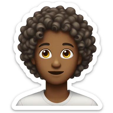 teen with curly hair sticker
