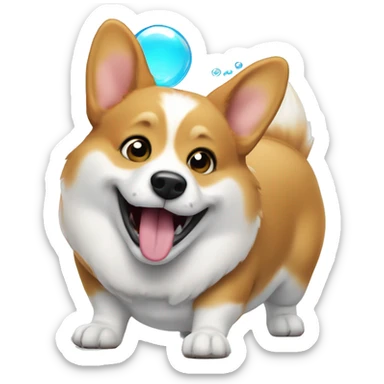 embrassed corgi farting and fart bubble is seen sticker