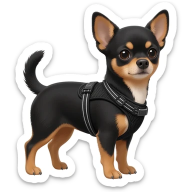 Black chihuahua in a harness sticker