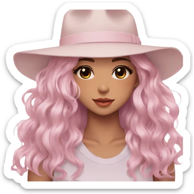 Gorgeous pastel anime girl with blushing face and hair garnitures and pretty hair and a fedora aesthetic trending style sticker