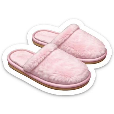 Pastel pink bath slippers, soft texture, minimal background sticker