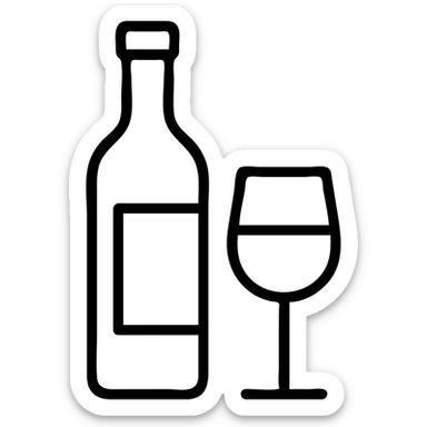 bottle and glass of wine icon sticker